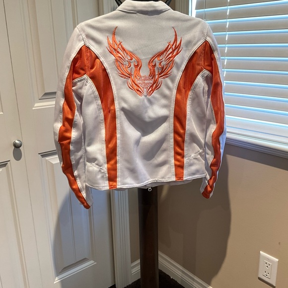 Women’s Harley Davidson Mesh Orange and White Riding Jacket - Picture 2 of 3